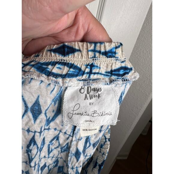 8 Days A Week by Frankie's Bikinis Women's Pull-On Pants Blue/White ~ Size S - Picture 8 of 8
